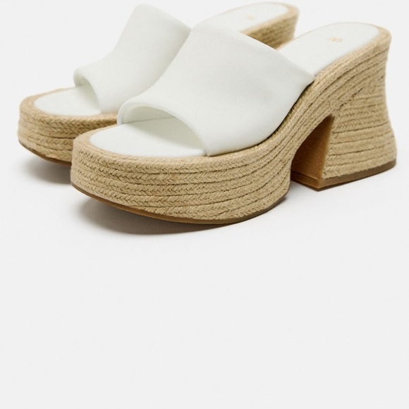 Zara Genuine Soft Leather Platform Sandal Heel Mule NWT Bloggers Free People 39 - Picture 3 of 16